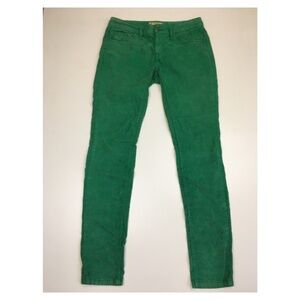 FREE PEOPLE Green Corduroy 5 Pocket Logo Hardware Skinny Jeans